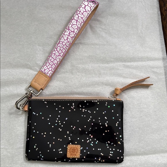 Consuela Handbags - Consuela Black Starry Wristlet with Pink Strap